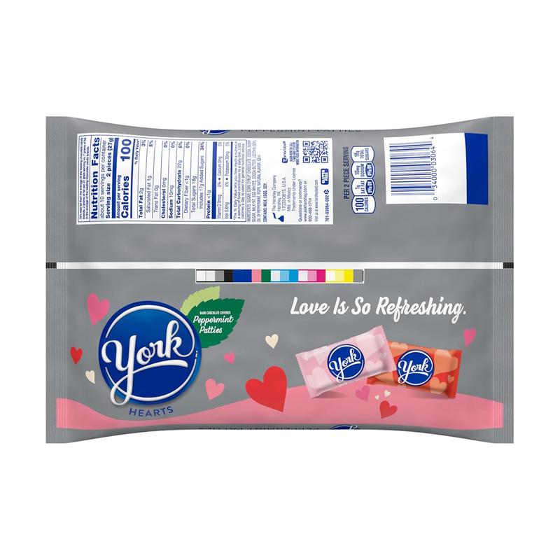 YORK Dark Chocolate Peppermint Patties Hearts, Valentine's Candy Bag, 9.6 oz
