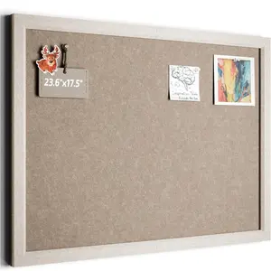 Foldable Cork Board Alternative, Felt Bulletin Board Oatmeal Frame with 16 Adhesive Tabs, Pin Plank for Home Office, Classroom, Entryway, Kitchen Wall Decor