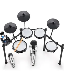 MUSTAR Electric Drum Set Mesh Pads Dual Zone Snare w/USB MIDI,2 Pedals,Headphone