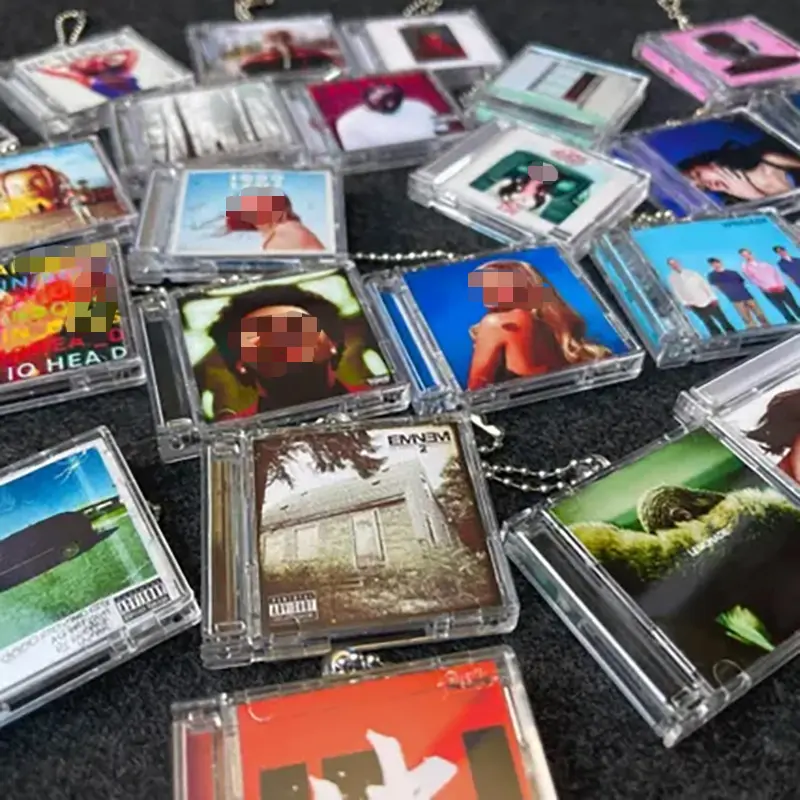 1/10Pcs DIY Blank Mini CD Case Keychain Peripheral Commemorative Album Keyring for Car Backpack Key Pendant Hanging Decoration