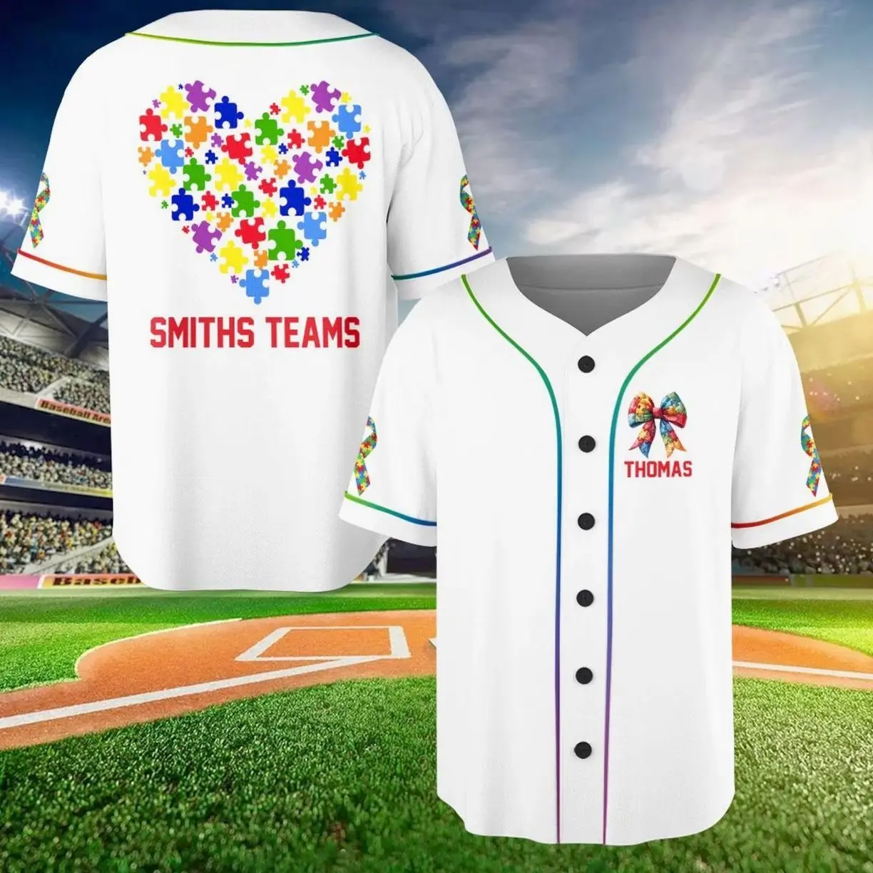 Personalized Autism Baseball Jerseys, Custom Name Puzzle Autism Shirt, Custom Baseball Jersey Shirt, Autism Mom Shirt