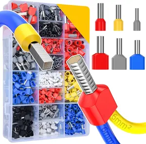 [Summervibes] 1200Pcs Wire Ferrules Terminals Kit,900 Single Terminal Connector and 300 Double Wire Terminals Insulated & Non-insulated Wire Ferrules Connectors for Electric,Industrial,Tools&Hardware