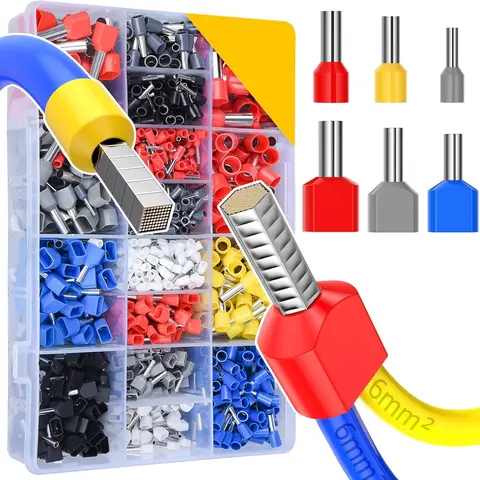 1200 Pcs Wire Ferrules Kit,Insulated Cord End Terminals Set,Crimp Tube Pin Connector Combo with Storage Box for Electrical,Audio,3D Printer DIY,Halloween Christmas Party Fathersdaygift,Tools & Hardware