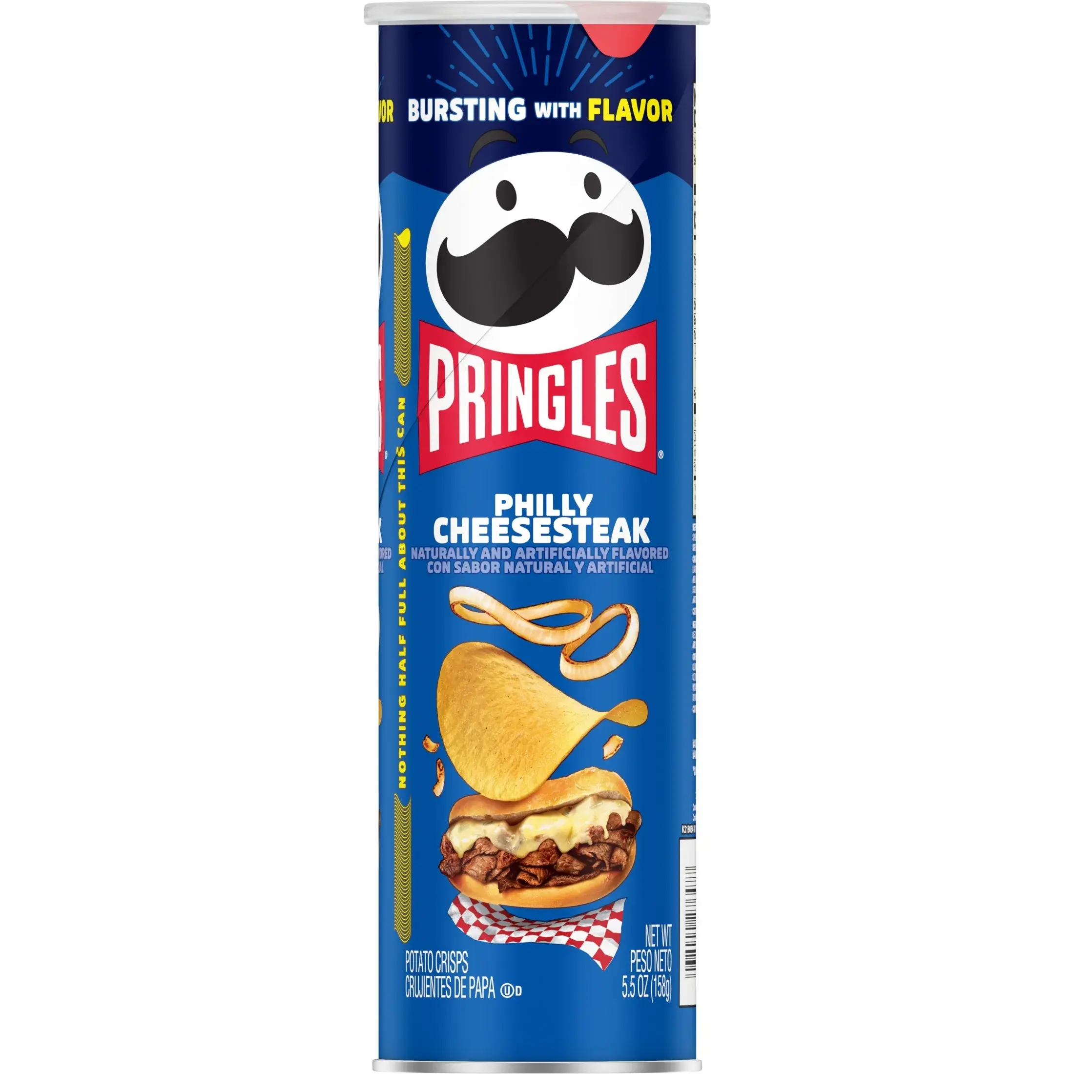 7x Pringles Philly Cheesesteak - Potato Crisps Salty Snack Chips Savory Party Treat Bundle Bulk Lot Wholesale Multipack Lunch Side Crunchy Cravings Grocery Pantry Food Stocking Stuffers Unique Rare Flavor 5.5oz Tub Can 7ct Pack