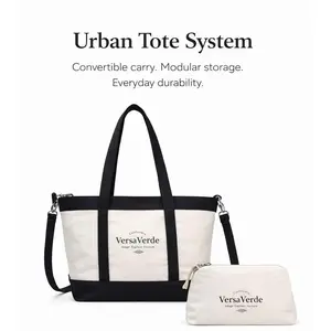 Versa Verde Urban Trail Convertible Canvas Tote with Adjustable Shoulder Strap & Essential Bag Versa Verde Urban Trail Convertible Canvas Tote with Adjustable Shoulder Strap & Essential Bag