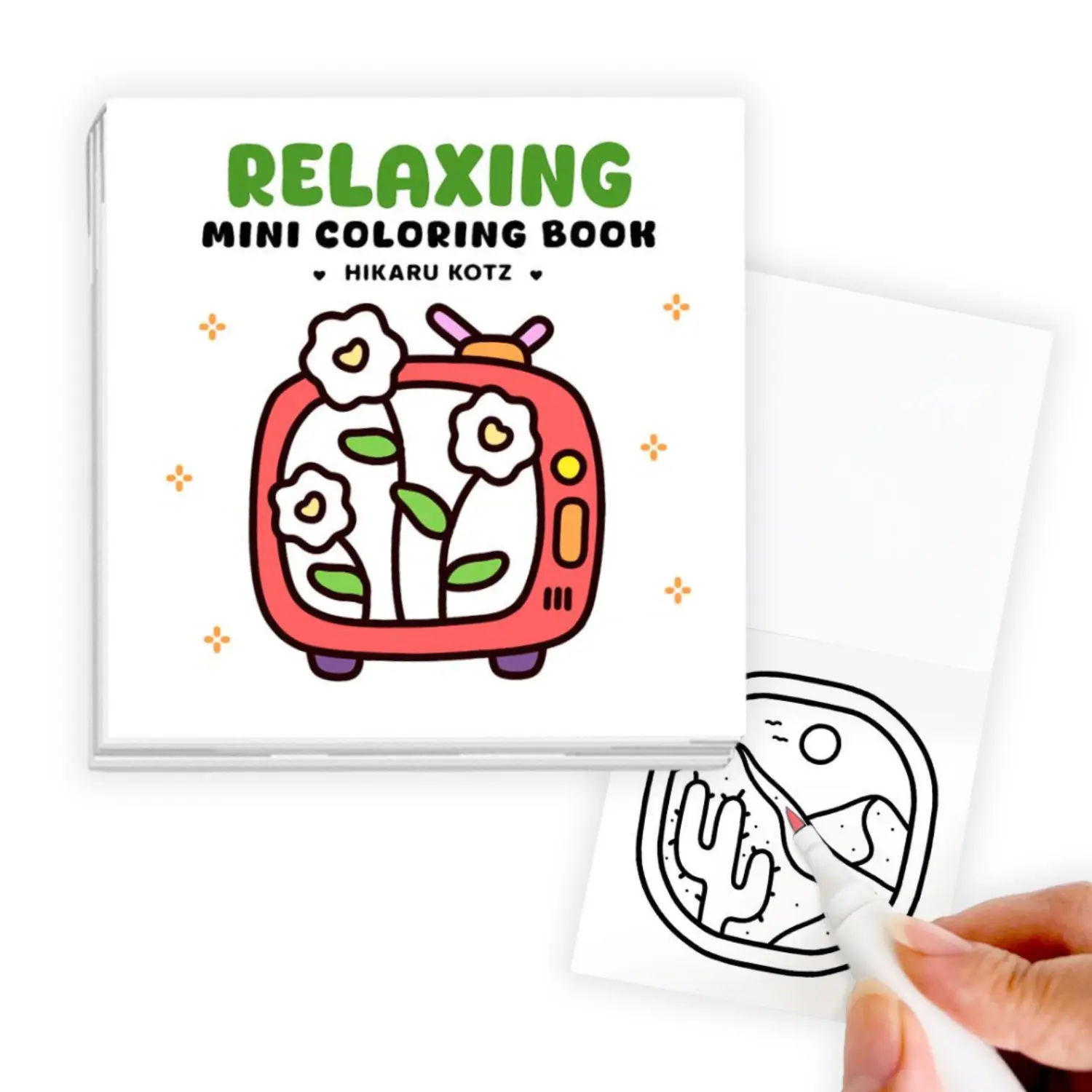 Mini Pocket Coloring Book for Adults & Kids (3x3") with 50 Simple & Cute Designs for Relaxation