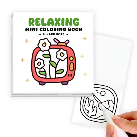 Mini Pocket Coloring Book for Adults & Kids (3x3") with 50 Simple & Cute Designs for Relaxation