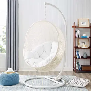 Modway Hide Outdoor Patio Swing Chair With Stand in White