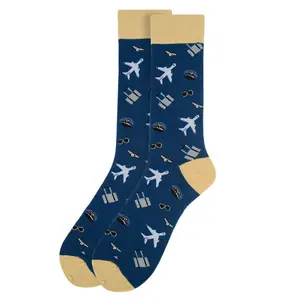 Airplane Pilot Novelty Socks Mens Funny Socks Gift Aviation Fan Traveler Gift