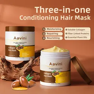 Aavini Collagen for All Hair Types (16.9 floz) Shine Boosting Repair Hydrating Mask - Deep Conditioning Repair Argan Shampoo Conditioner Haircare