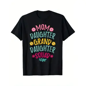 Mom Daughter Granddaughter Squad Matching Mothers day T-Shirt 180g, Family Matching Shirts, Casual Tshirt, Round Neck Tee, Comfortable Fit, Unisex Casual Wear, Lightweight Tee