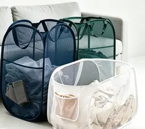 100L Pop Up Laundry Hamper Mesh, Extra Large Collapsible Laundry Basket with Handles, Foldable Lightweight Storage for Bedroom Laundry Room Dorm