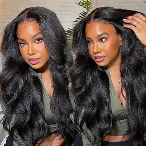 13x6 Lace Front Kinky Straight Wig HD Transparent Yaki Straight Frontal Closure Human Hair Wigs for Women 250% Density Glueless Wig Pre Plucked With Baby Hair SpringStatements