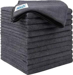 Household Microfiber Cleaning Cloth Set (10-Pack, 12.5x12.5in) - Reusable, Lint-Free, Fast-Absorbing, Durable Rags for Car, Kitchen (Grey)