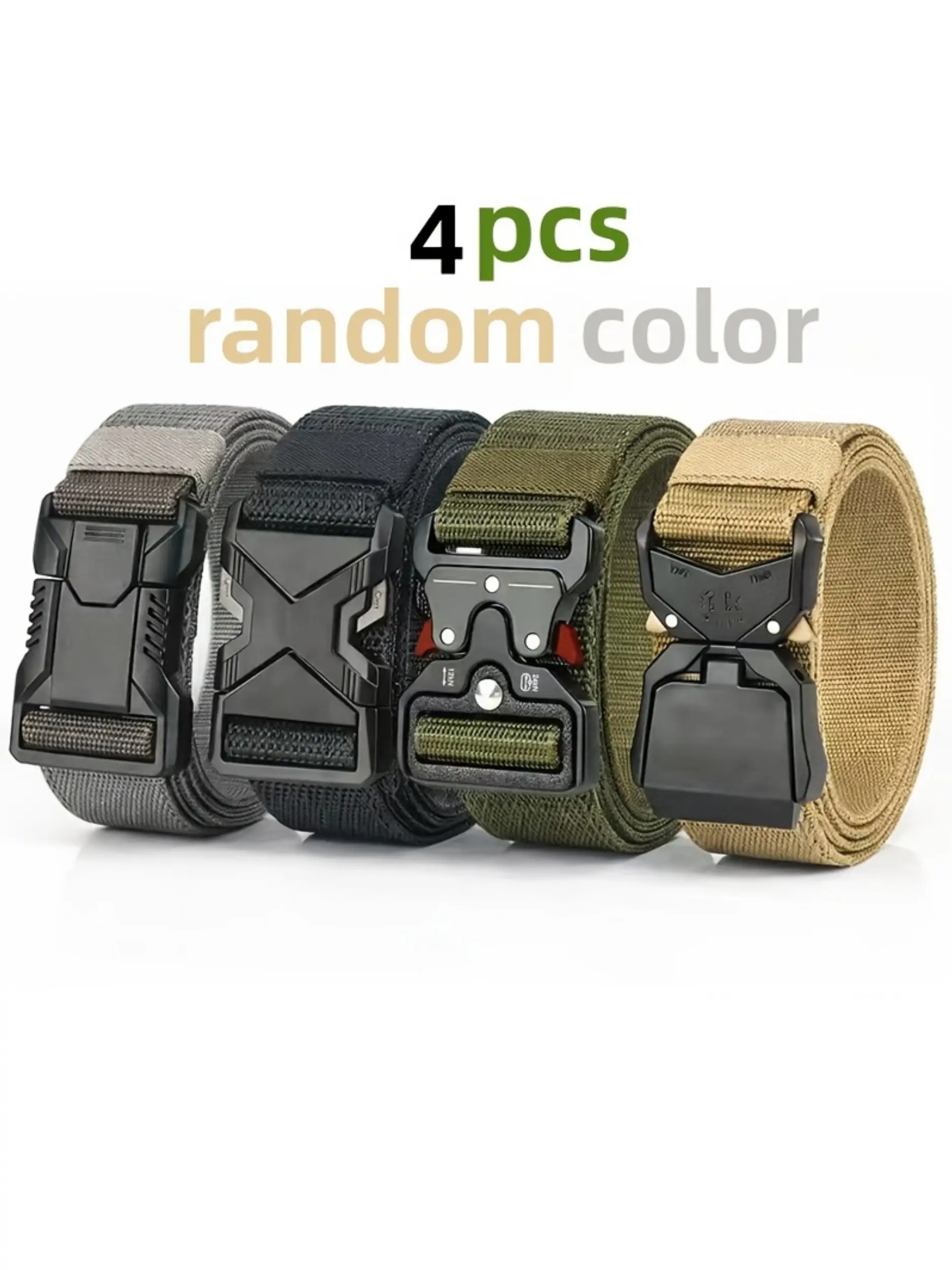 Durable Nylon Webbing Belts with Snap Buckles, Adjustable Side Belt, Waistband Belt, Random Styles, Sporty Design, Street Style Belt, Ideal for Work, Training, Outdoor Activities