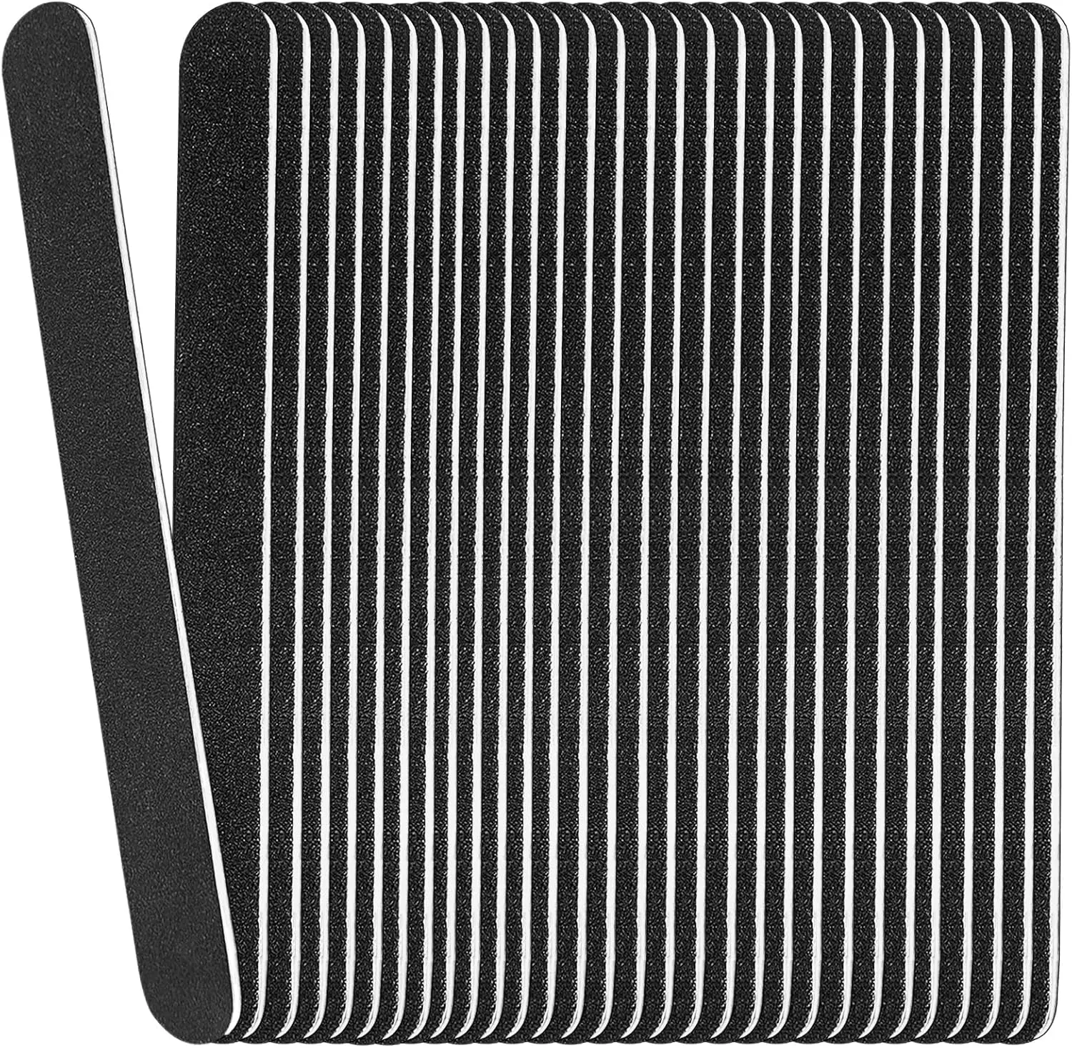 Emery Board Nail Files (24 Pack), 100/180 Grit Wooden Nail File for Natural Nails, 7 Inches Emory Filers Manicure Tool Set Disposable Nail File for Home Salon Black