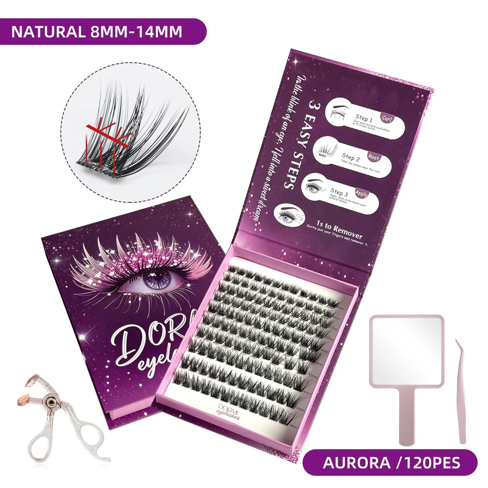 (VANITY FAIR)Lash Clusters Kit - DORMI No Glue Self-Adhesive Lash Clusters, DIY Lash Extensions