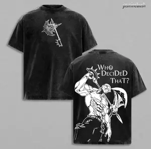 Seven Deadly Sins Escanor Oversized Tee -"WhoDecidedThat" Pride Sin Retro Graphic HeavyCottonUnisex AnimeStreetwear Gift For Fans