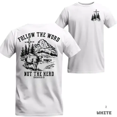 Unisex 2026 Short-Sleeve Crew Neck T-Shirt - Christian Faith Apparel, Outdoor Sports/Church Wear, Cross Cow Mountain Graphic, Evangelical Slogan Top