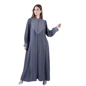 Najwa Embroidered Zipper Abaya: Traditional Elegance Meets Modern Convenience