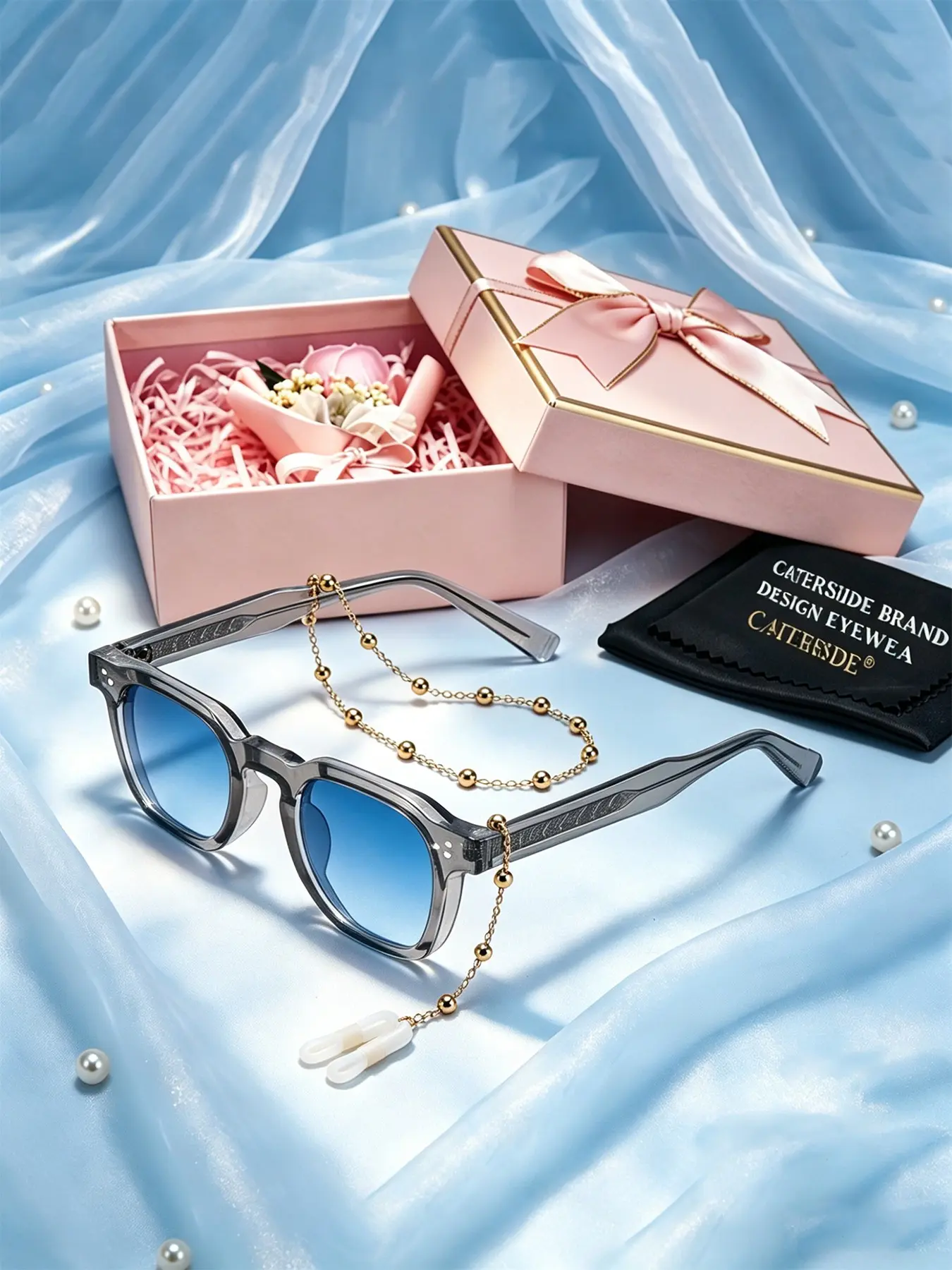 CATERSIDE Mother's Day Gift Sunglasses With Glasses Chain Gift Set Fashion Minimalist Elegant Suitable For Mother's Day Accessories for Party Travel Street Shooting Beach