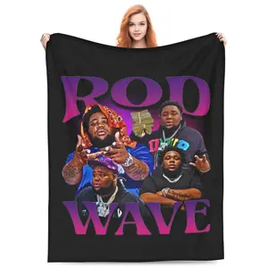 Rod Wave Blanket Soft Flannel Throw Cozy Couch Blanket Travel Blanket Warm Bedding for Music Lovers, Gamers, Teens, Adults, Outdoor, Dorm, Living Room, Chill Nights