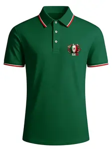 2026 Mexico Soccer Polo Shirt, Short Sleeve, Fan Gear, Mexican Flag Print, Football Training, Couples' Clothing, All Seasons