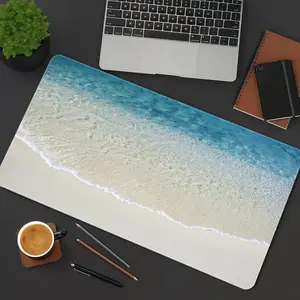 Sea Wave Pattern Mouse Pad, 1 Count Rectangle Gaming Mouse Pad, Non-slip Rubber Base Stitched Edges Keyboard Pad, Desk Decor for Home Office
