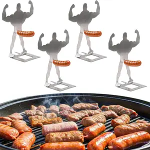 4/6 Pcs BBQ Sausage Rack, Stainless Steel Hot Dog Grill Tool, Fun Outdoor Cooking Accessories, Barbecue Accessories, Humorous BBQ Tools, Men's Gift