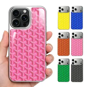 Houndstooth iPhone Case Silver – Old Money Style Metallic Electroplated, Slim Shockproof Protective Cover for iPhone 17 16 15 14 13 12 11 Pro Max 17 Air