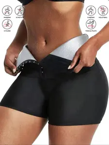 Women's High Waist Sauna Sweatpants, Tight-Fitting Yoga Shorts, Compression Sports Shorts, Elastic Compression Fabric, Abdominal Control, Suitable for All Seasons, Tummy Control Shorts, Workout Shorts