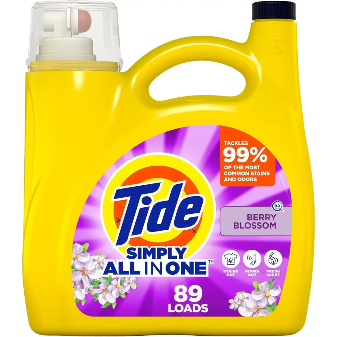 Tide Simply Clean & Fresh Liquid Laundry Detergent, Berry Blossom Scent, 89 loads, 117 fl oz