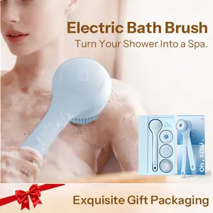 XiyuYouth Electric Body Scrubber Bath Brush Dual Handle IPX7 Waterproof Rechargeable 3 Rotating Brush Heads Exfoliating Sponge Personal Care Bristle Gift - XiyuYouth (Pronounced 'She-You')