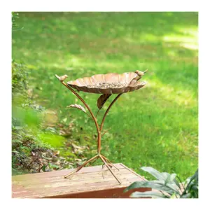 Glitzhome 20" 2-in-1 Faux Copper Leaf Garden Birdfeeder