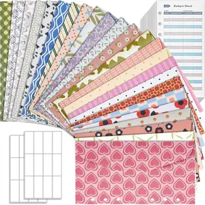 Cash Envelopes for Budgeting, 24 Pcs A6 6-Ring Budget Binder Envelopes + 24 Pcs Expense Tracker Budget Sheets, Money Trackers Cash Savings Envelopes Inserts for Budget Planner