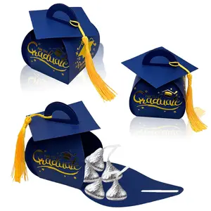 10Pcs Graduation Cap Gift Boxes Graduation Decorations Class of 2026 Candy Box with Tassel for 2026 Grad Party Favors Supplies