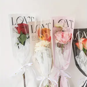 10pcs/set Flower Package Single rose Mother's Day Carnations Single bouquet bag 520 Valentine bouquet bag Graduation Gift Wrapping