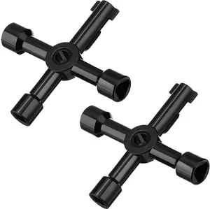 2 Pack Electric Cabinet Panel Keys Gas Meter Water Utility 4 way Keys for Multi Application (Black)