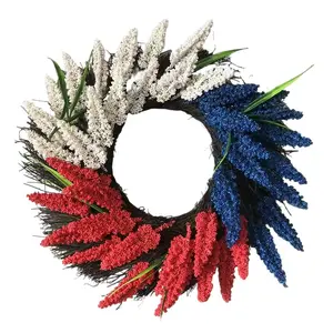 16" Patriotic Red White Blue Wreath - Independence Day & National Day Door Decor