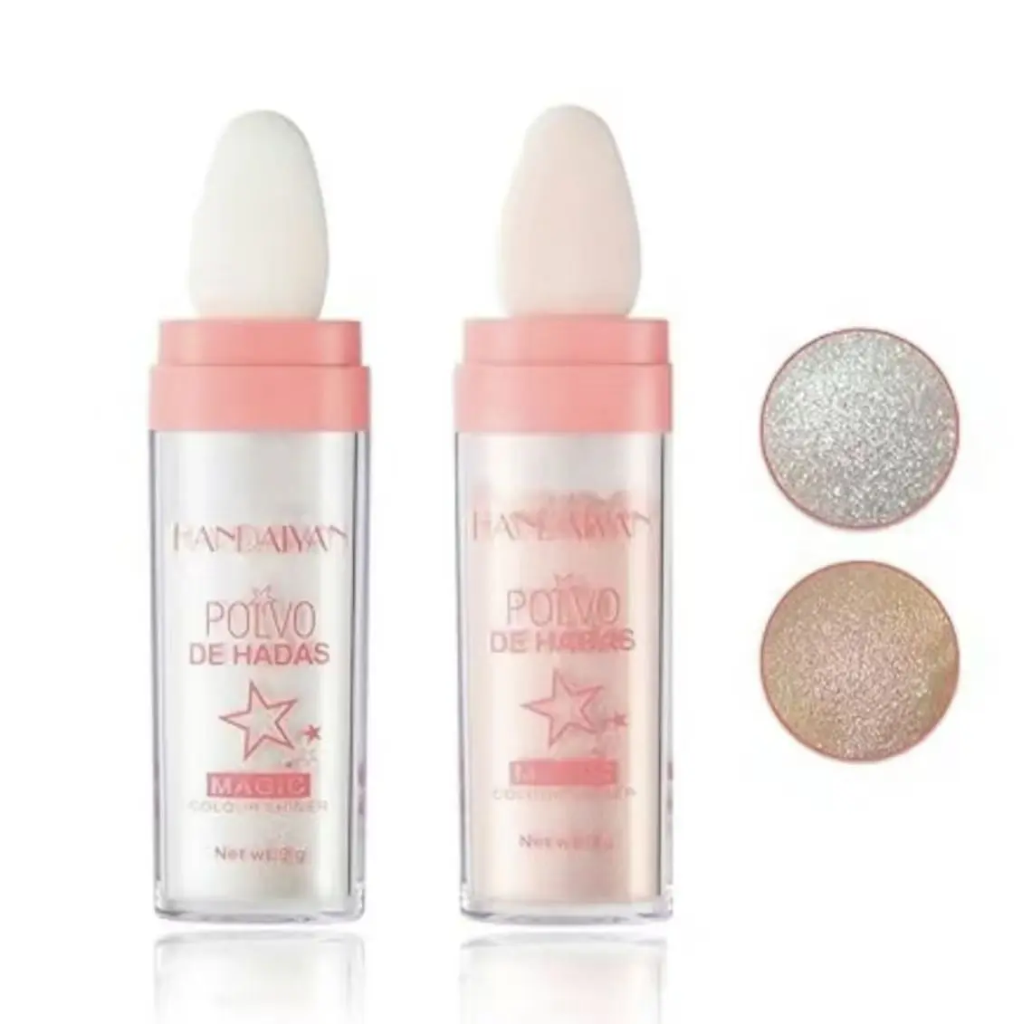 Shimmering Highlighter Powder With Soft Makeup Sponge Head, Body Glitter,Shimmer Face Highlighter Powder&Blush Stick, Body Highlighting Cosmetics,Nose Contouring & Facial Highlighting Powder Stick for Party Cosmetic Beauty Product Bronzer