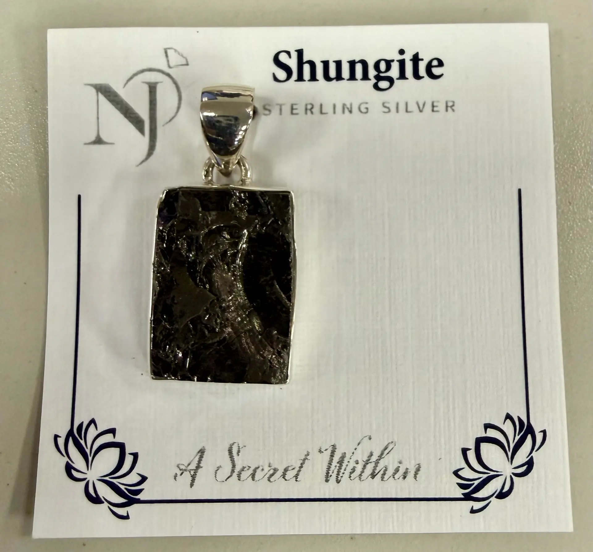 Rectangle Raw Shungite Pendant