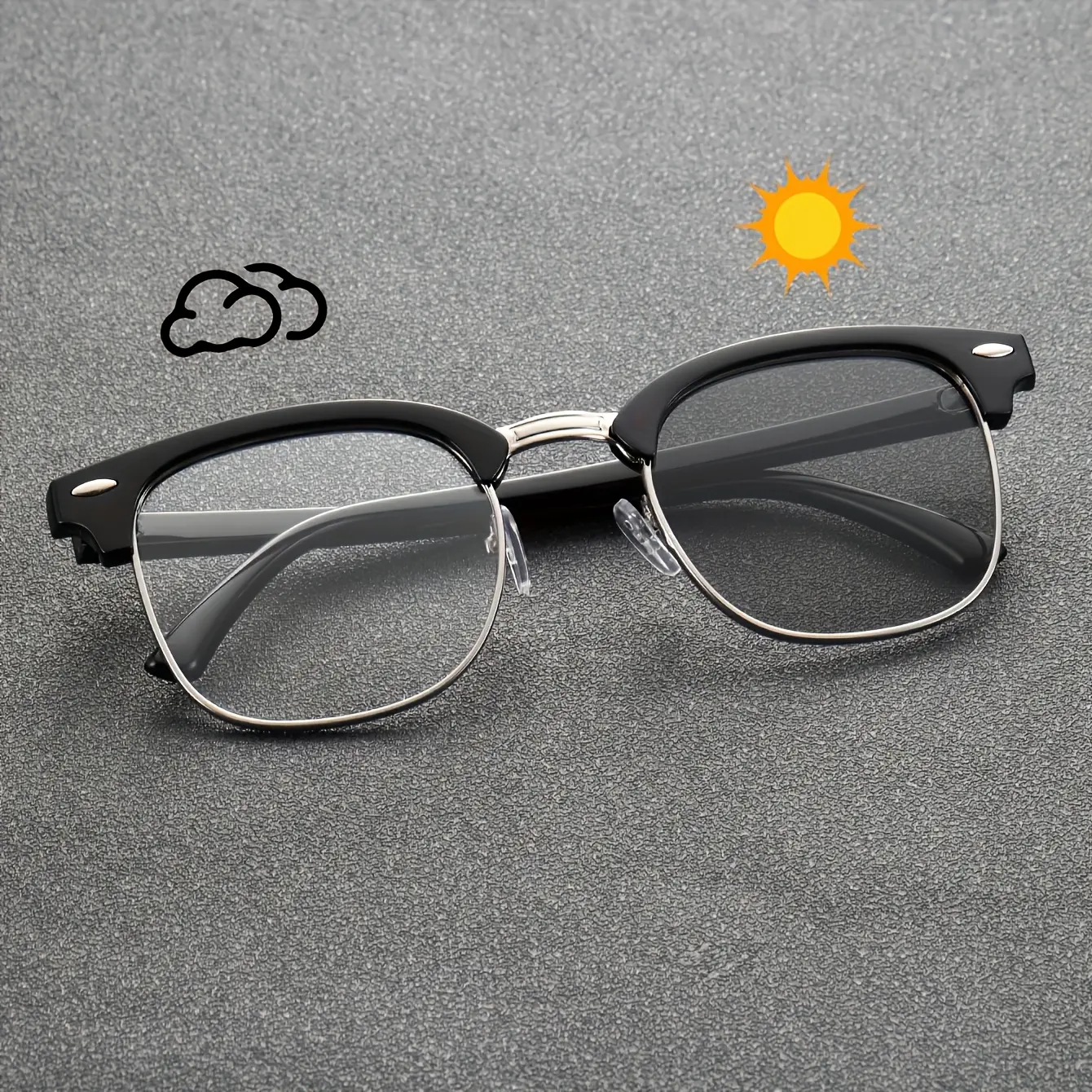 Men'S Vintage Square Frame Fashion Glasses - Classic Black Composite Frame with Clear Lenses, Stylish & Durable for Everyday Wear, Everyday Fashion Glasses |   Classic Square Frame |   Composite Frame Fashion Glasses, Square Frame Glasse