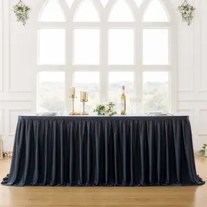 Wrinkle-Free Table Skirt for 6ft/9ft/14ft Tables, Pleated Ruffle Party Table Skirting for Weddings, Birthdays, Baby Showers & Events