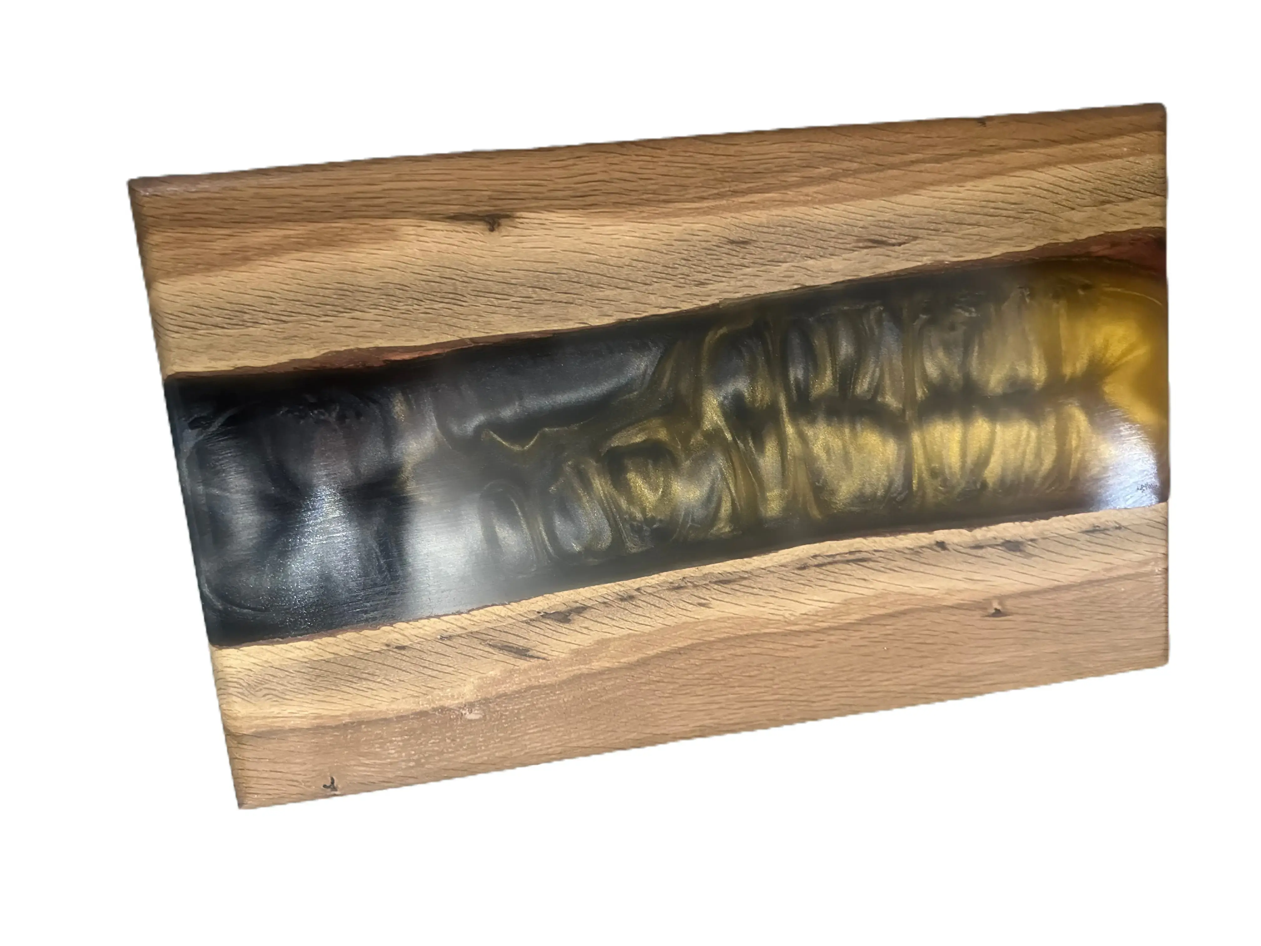 Handcrafted Rectangle Wood-Resin Charcuterie Board - Durable, Oil-Resistant Kitchen Chopping Board with Natural Grain, Unique Stylish Design for Hosting, Wedding Gift for Holiday Dining Space Display