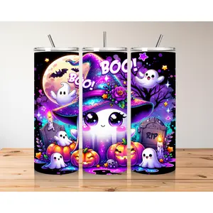 Spooky Cute Ghost Tumbler - Customizable Halloween Drinkware