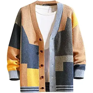 Cardigan Sweater for Men Knitted Long Sleeve Sweaters with Buttons