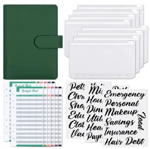 Budget / Money Binder with Cash Envelopes & Expense Sheets for Budgeting and Saving Money (Dark Green)