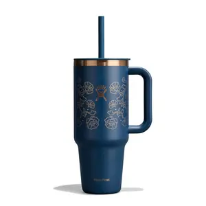 Hydro Flask 40 Oz Travel Tumbler with Handle, Lid and Straw - Insulated Stainless Steel in Western Dark Blue