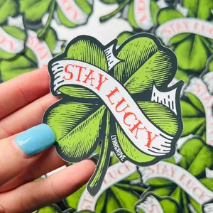 STAY LUCKY Hard Hat Sticker - LINEMAN sticker, Hard Hat Sticker , Blue Collar Stickers , lucky charm sticker