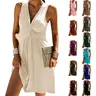Imily Bela Women's V Neck Front Knotted Sleeveless Tank Dress Summer Solid Casual A Line Dress